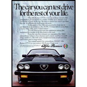 1984 Alfa Romeo GTV-6 Italian Sports Car Vintage Print Ad Gril Italy Wall Art